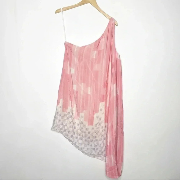 Maeve Anthropologie Avalonne Silk One Shoulder Dress Size 14 - Picture 7 of 7